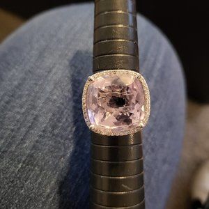 Pink Amethyst and White Topaz Set in Silver
